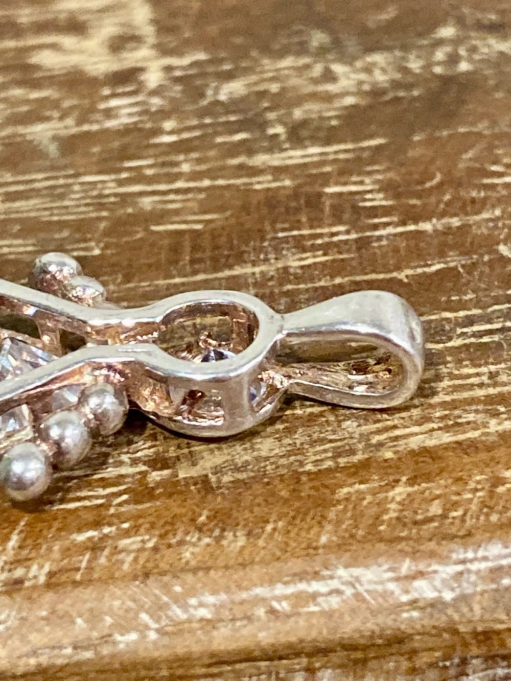 Silver Tone Woman / Mom Pendant with Clear Stones - Picture 7 of 10